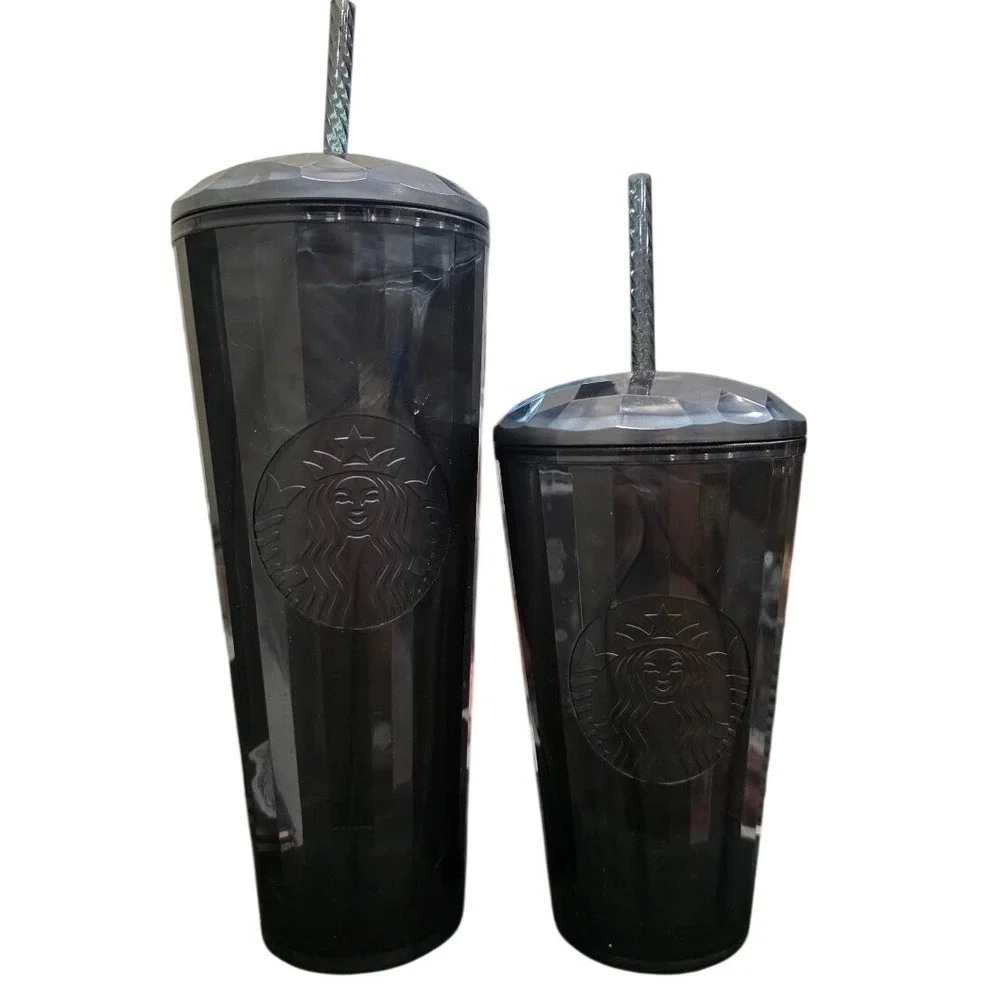 Starbucks Mom and Me Set Black Faceted Tumbler Venti 24oz Grande 16oz Cold Cup